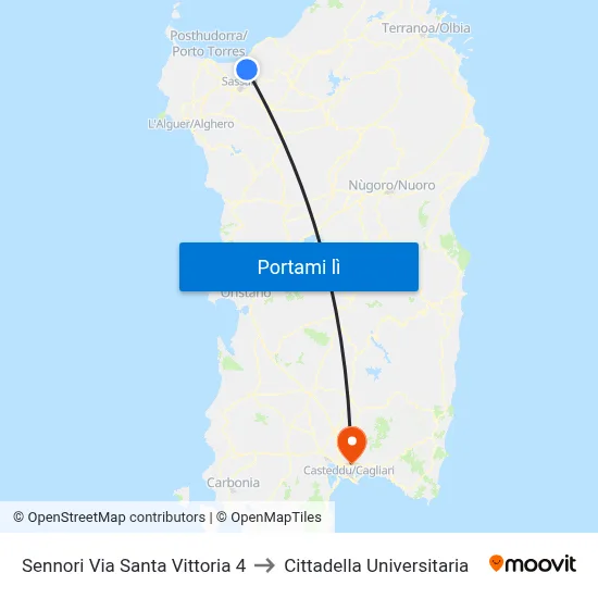 Sennori Via Santa Vittoria 4 to Cittadella Universitaria map