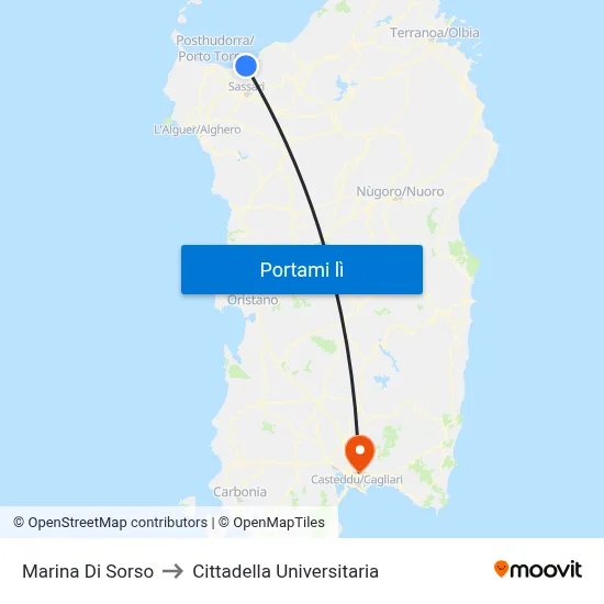 Marina Di Sorso to Cittadella Universitaria map