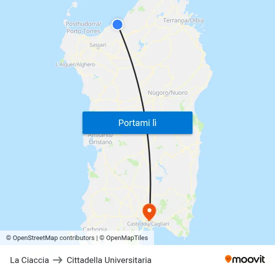 La Ciaccia to Cittadella Universitaria map