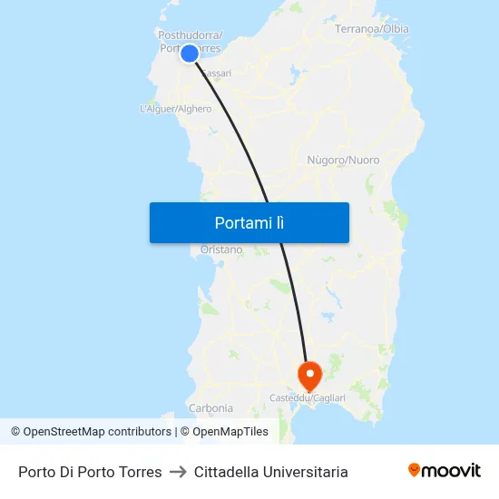 Porto Di Porto Torres to Cittadella Universitaria map