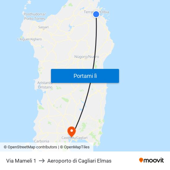 Via Mameli 1 to Aeroporto di Cagliari Elmas map