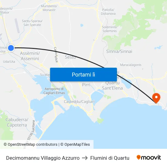 Decimomannu Villaggio Azzurro to Flumini di Quartu map
