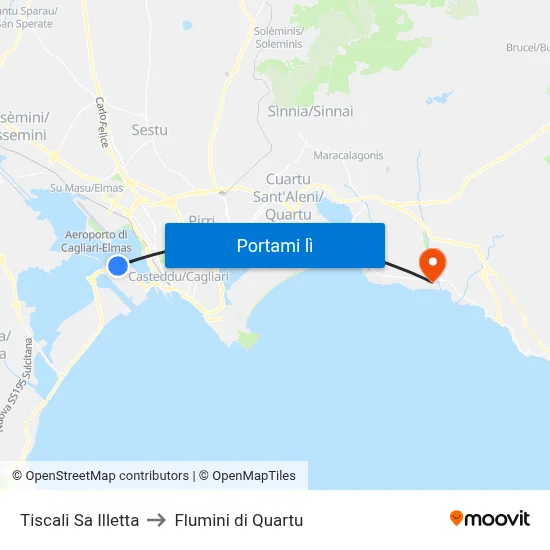 Tiscali Sa Illetta to Flumini di Quartu map