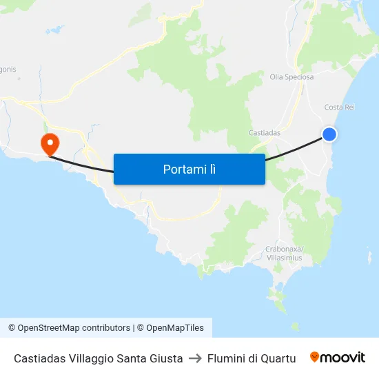 Castiadas Villaggio Santa Giusta to Flumini di Quartu map
