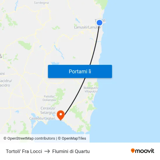 Tortoli' Fra Locci to Flumini di Quartu map