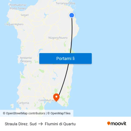 Straula Direz. Sud to Flumini di Quartu map