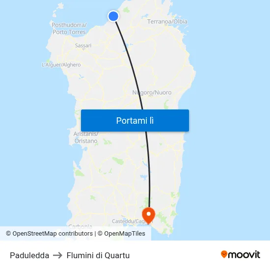 Paduledda to Flumini di Quartu map