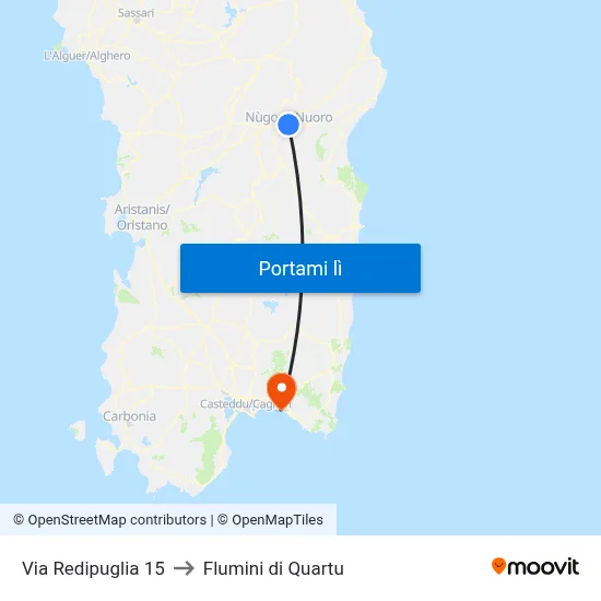 Via Redipuglia 15 to Flumini di Quartu map