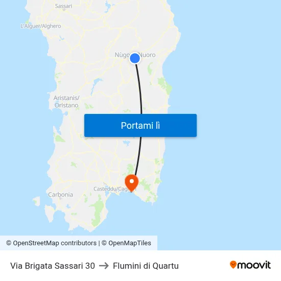 Via Brigata Sassari 30 to Flumini di Quartu map