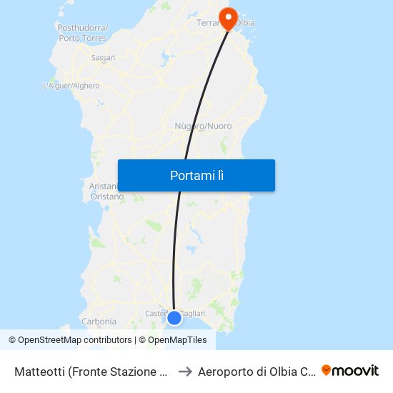 Matteotti to Aeroporto di Olbia Costa Smeralda map