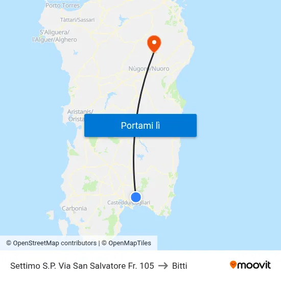 Settimo S.P. Via San Salvatore Fr. 105 to Bitti map