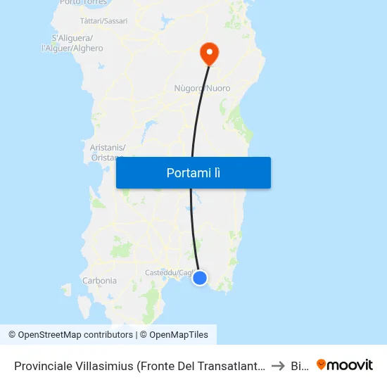 Provinciale Villasimius (Fronte Del Transatlantico) to Bitti map