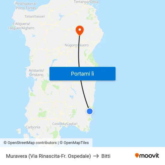 Muravera (Via Rinascita-Fr. Ospedale) to Bitti map