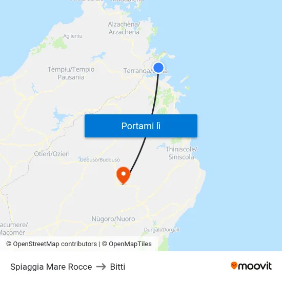 Spiaggia Mare Rocce to Bitti map