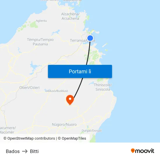 Bados to Bitti map