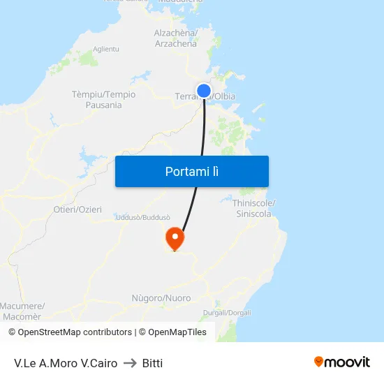 V.Le A.Moro V.Cairo to Bitti map