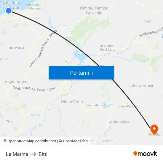 La Marina to Bitti map