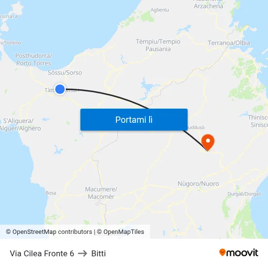 Via Cilea Fronte 6 to Bitti map