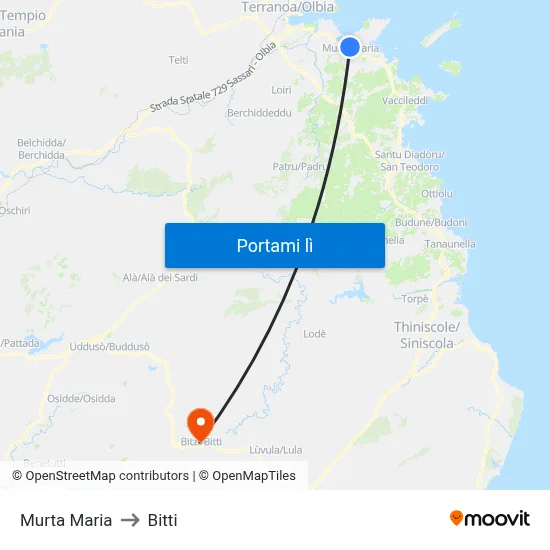 Murta Maria to Bitti map