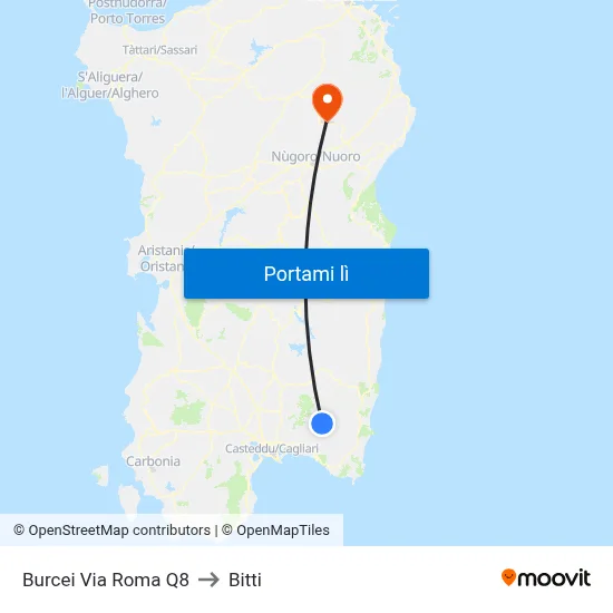 Burcei Via Roma Q8 to Bitti map