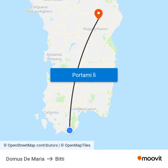 Domus De Maria to Bitti map