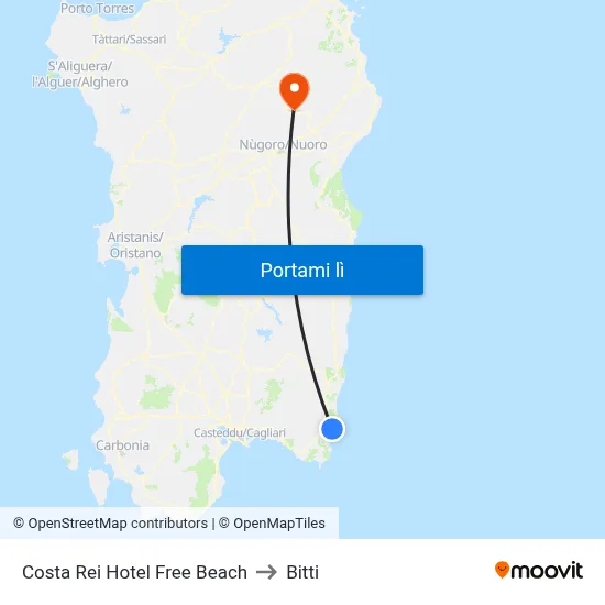 Costa Rei Hotel Free Beach to Bitti map