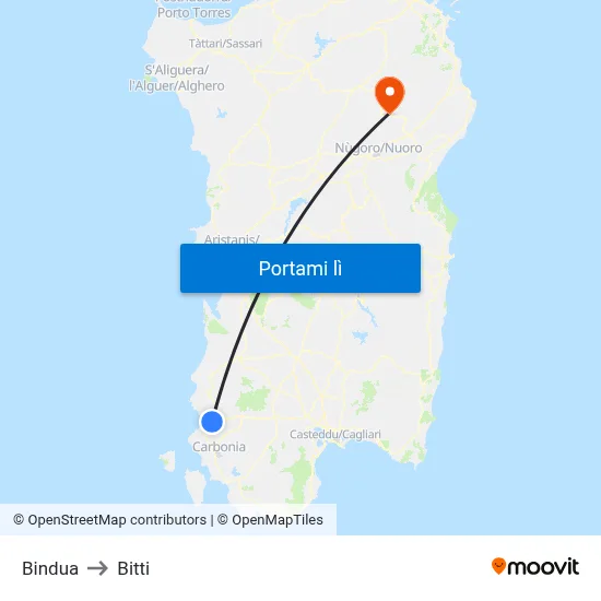 Bindua to Bitti map