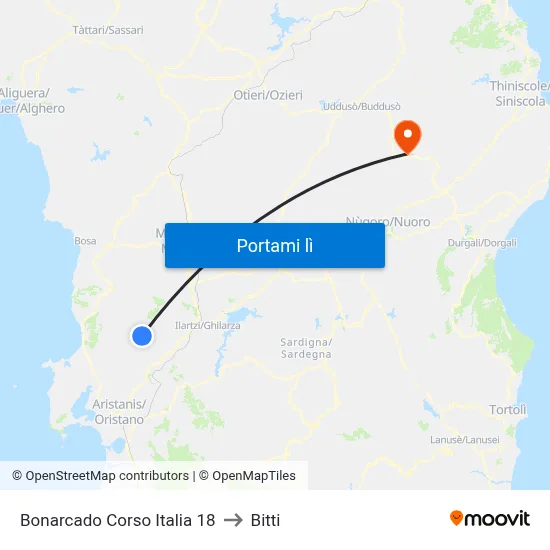 Bonarcado Corso Italia 18 to Bitti map