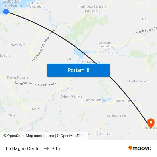 Lu Bagnu Centro to Bitti map