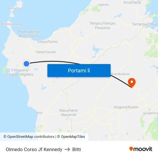 Olmedo Corso Jf Kennedy to Bitti map