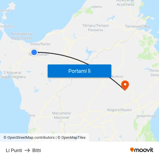 Li Punti to Bitti map