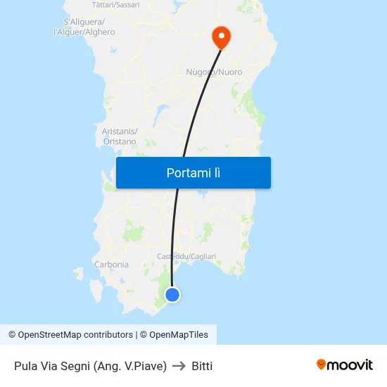 Pula Via Segni (Ang. V.Piave) to Bitti map