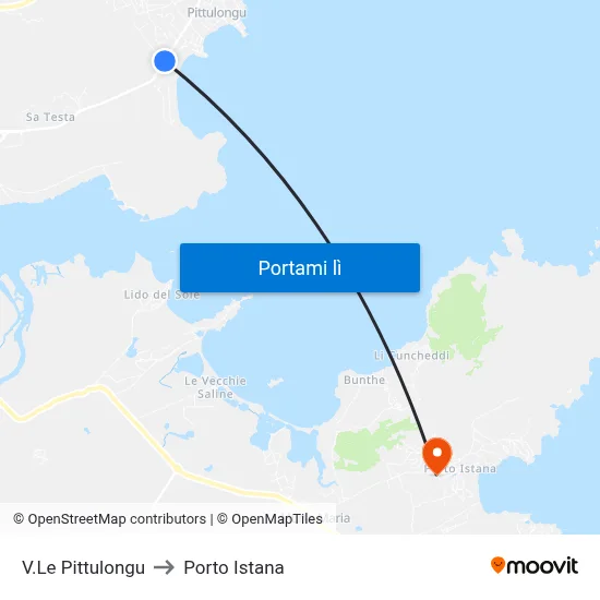 V.Le Pittulongu to Porto Istana map