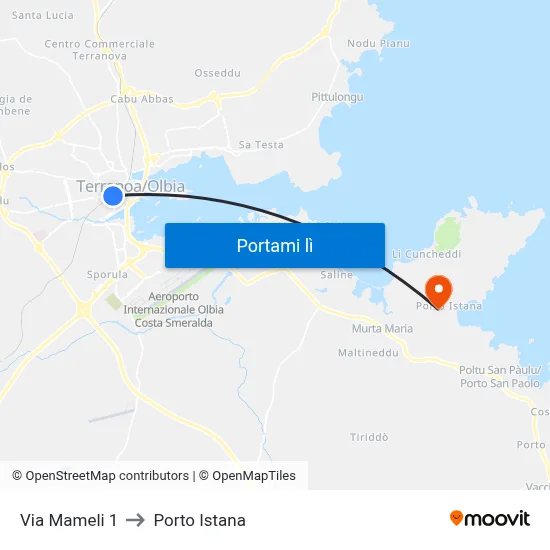 Via Mameli 1 to Porto Istana map