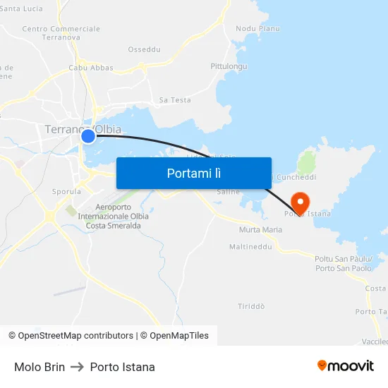 Molo Brin to Porto Istana map