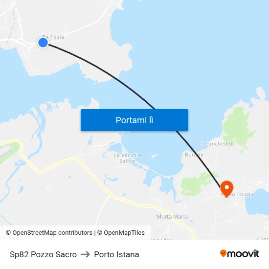 Sp82 Pozzo Sacro to Porto Istana map