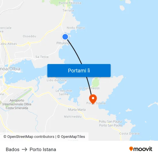 Bados to Porto Istana map