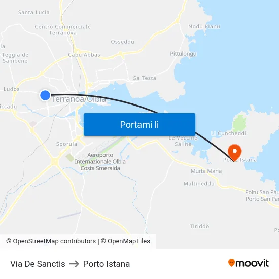 Via De Sanctis to Porto Istana map