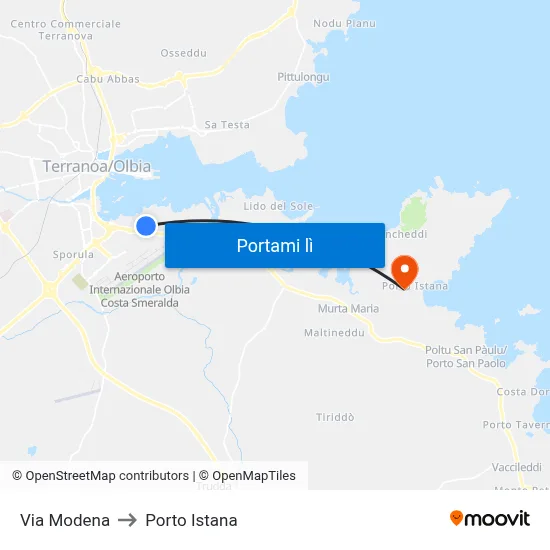Via Modena to Porto Istana map