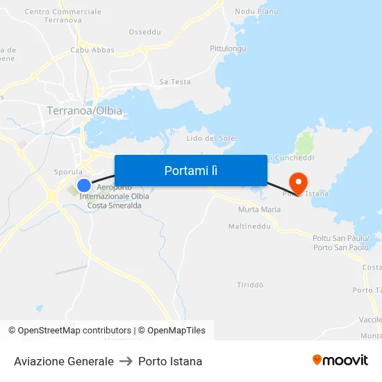Aviazione Generale to Porto Istana map