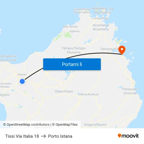 Tissi Via Italia 18 to Porto Istana map
