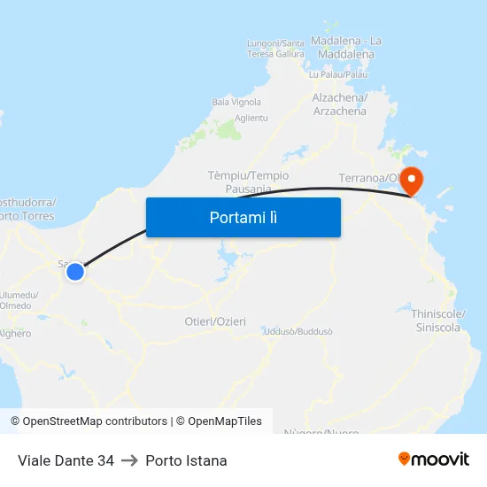Viale Dante 34 to Porto Istana map