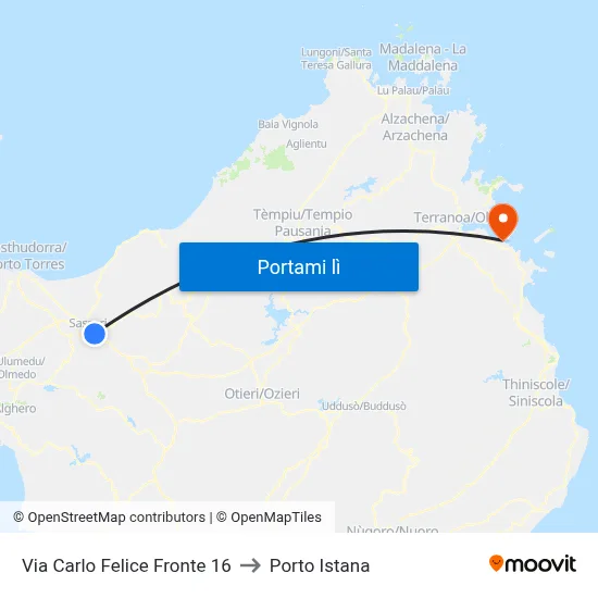 Via Carlo Felice Fronte 16 to Porto Istana map