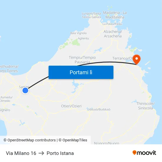 Via Milano 16 to Porto Istana map
