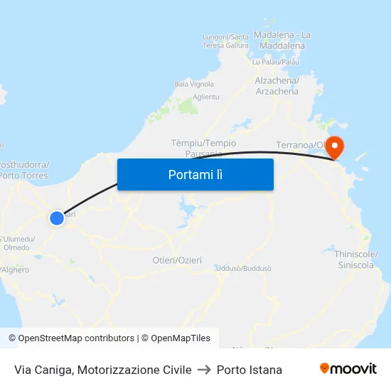Via Caniga, Motorizzazione Civile to Porto Istana map