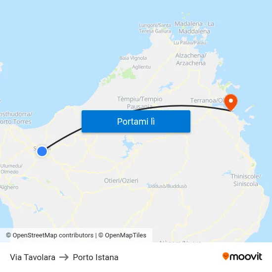 Via Tavolara to Porto Istana map