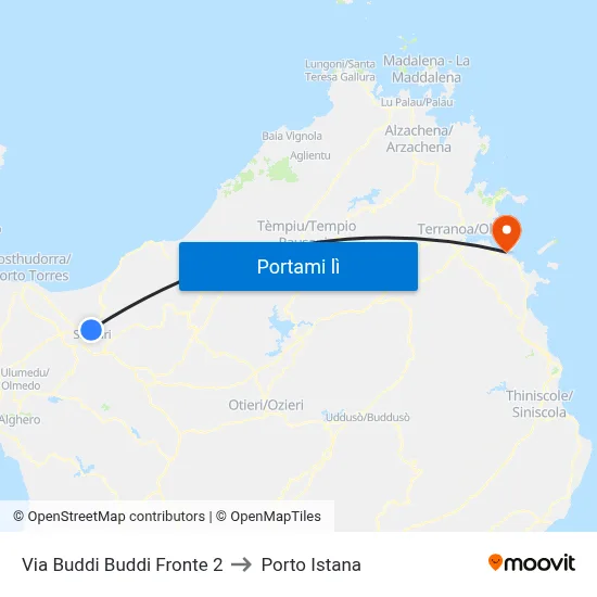 Via Buddi Buddi Fronte 2 to Porto Istana map