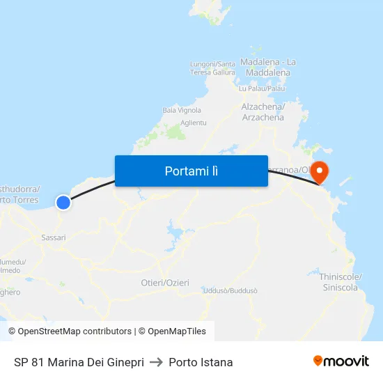 SP 81 Marina Dei Ginepri to Porto Istana map