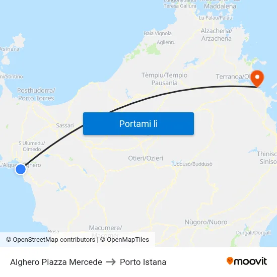 Alghero Piazza Mercede to Porto Istana map