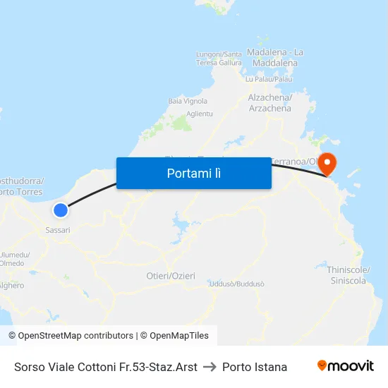 Sorso Viale Cottoni Fr.53-Staz.Arst to Porto Istana map